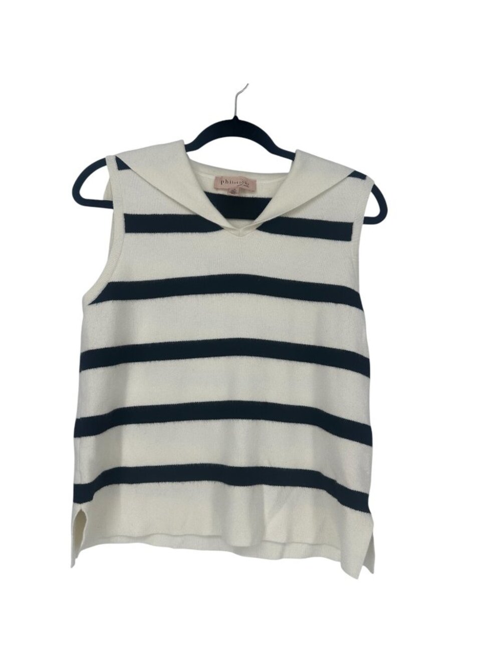 Philosophy Republic Sweater Vest Large Striped Sailor Collar Nautical Preppy